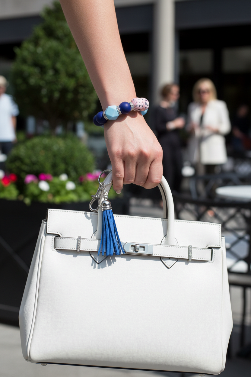 Blue Bliss Beaded Wristlet Keychain
