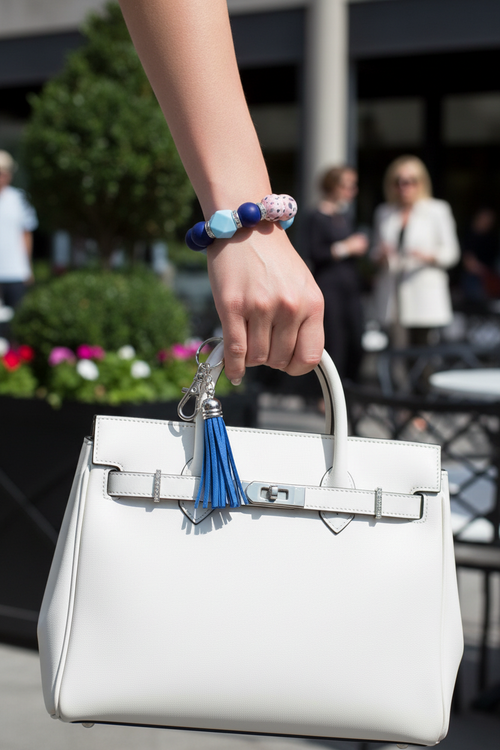Blue Bliss Beaded Wristlet Keychain