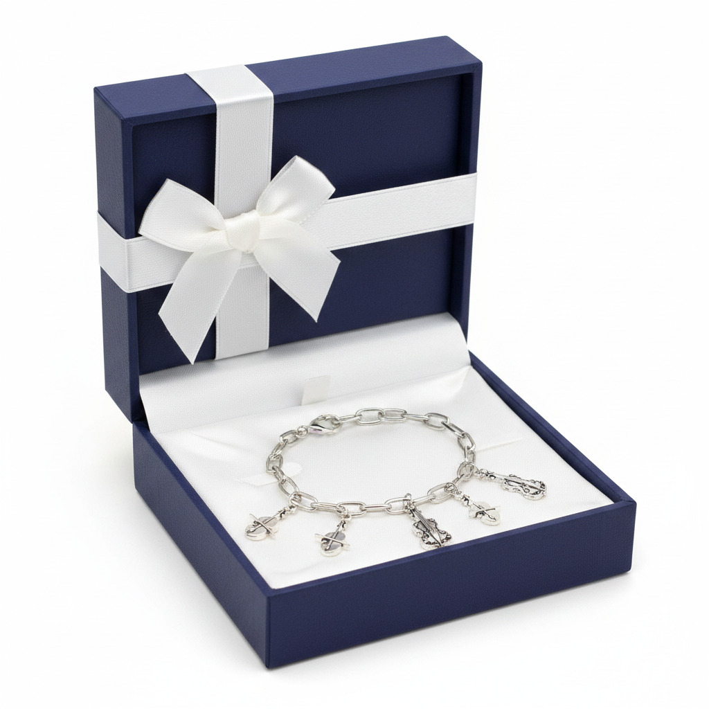 Silver Violin Charm Bracelet
