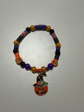 Spooky Season Pumpkin Witch Beaded Bracelet