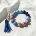 Blue Bliss Beaded Wristlet Keychain