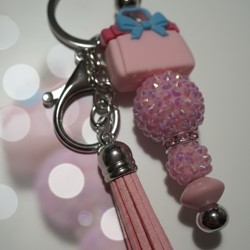 Sparkle & Bow Beaded Keychain