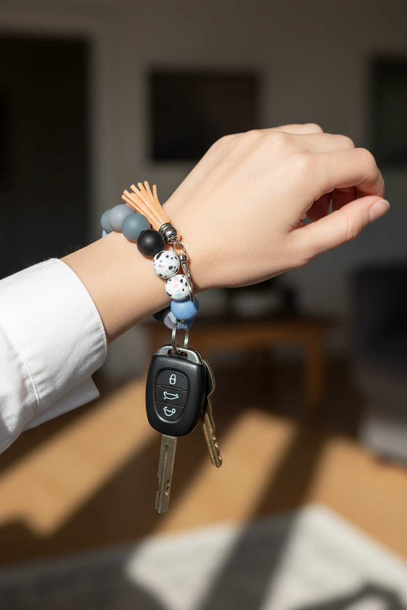 Slate & Rose Beaded Wristlet Keychain