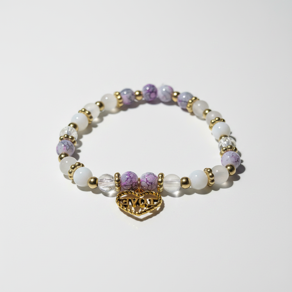 LOVE Heart Charm Beaded Bracelet