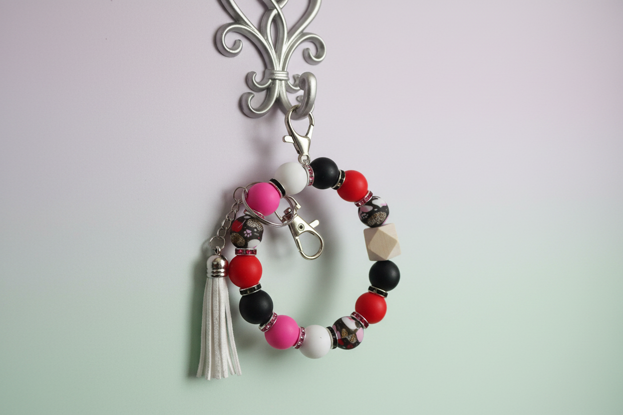 Paws & Petals Beaded Wristlet Keychain
