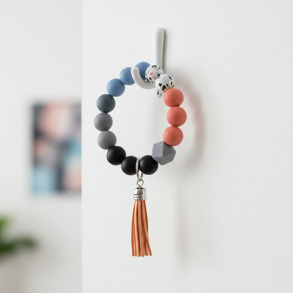 Slate & Rose Beaded Wristlet Keychain