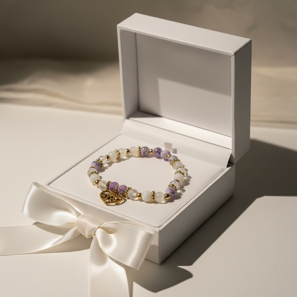 LOVE Heart Charm Beaded Bracelet