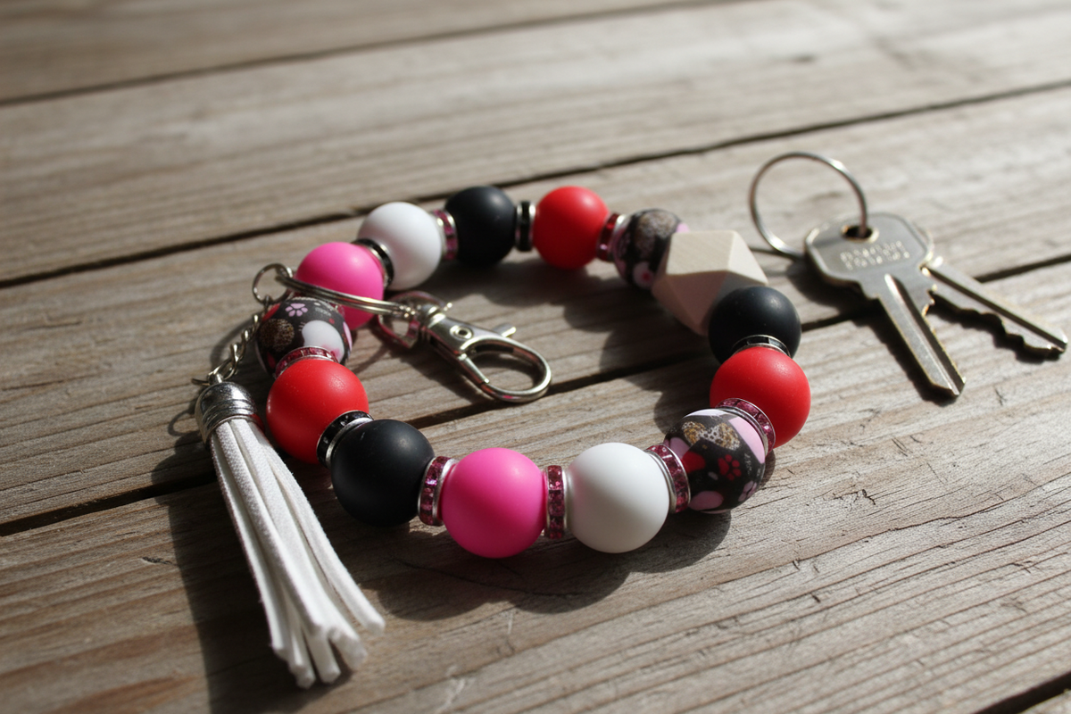 Paws & Petals Beaded Wristlet Keychain
