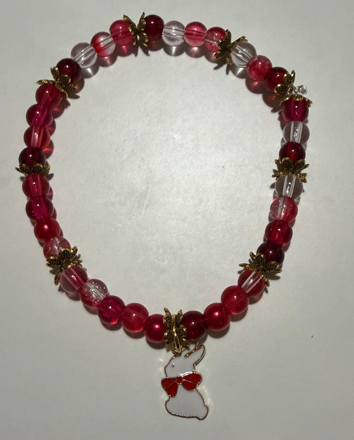 Red Bunny Bow Beaded Bracelet