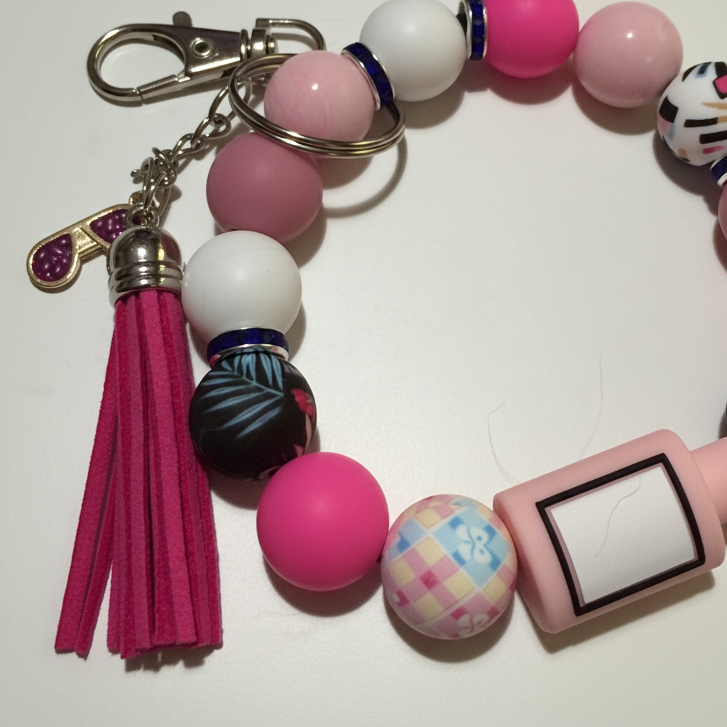 Pretty in Pink Wristlet Keychain