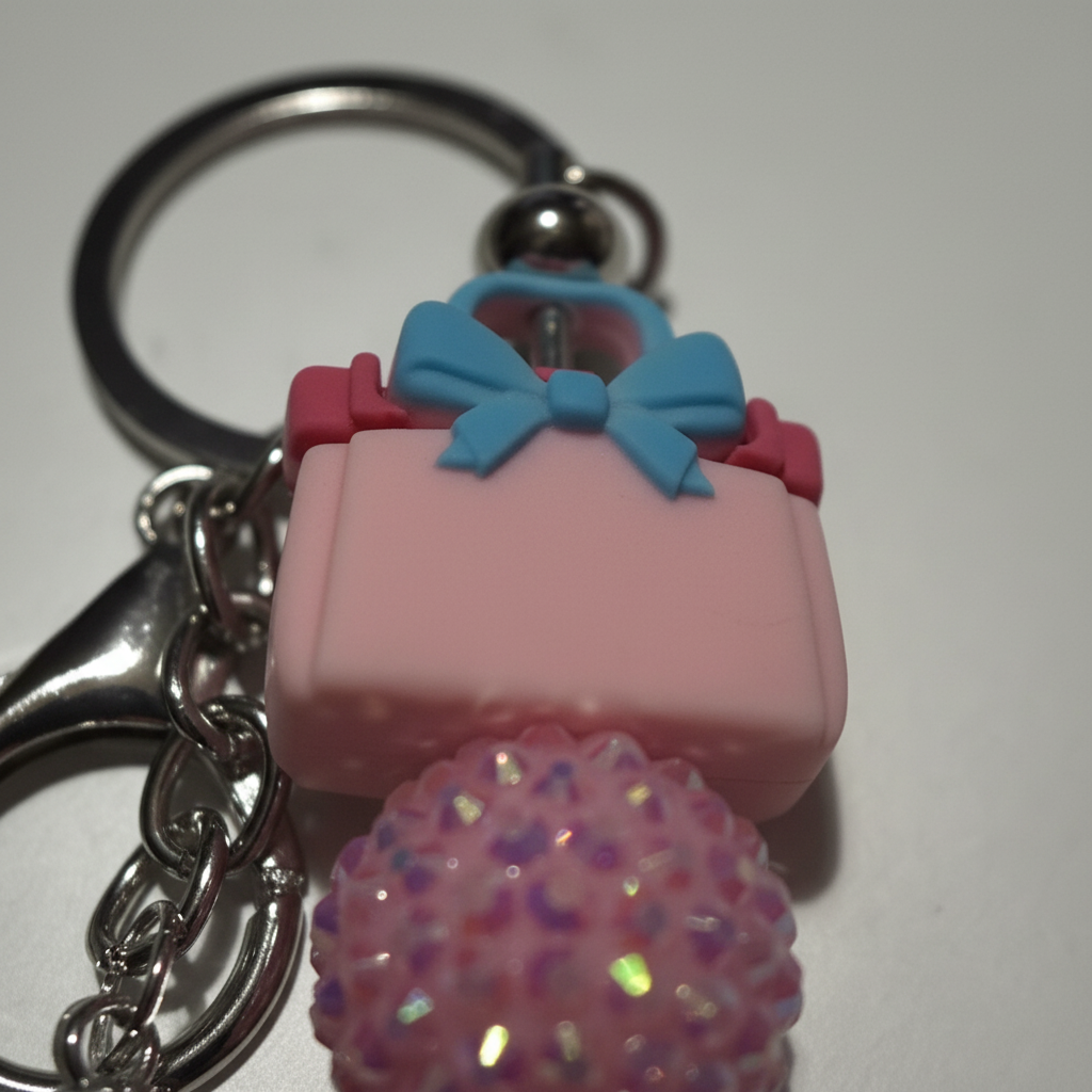 Sparkle & Bow Beaded Keychain