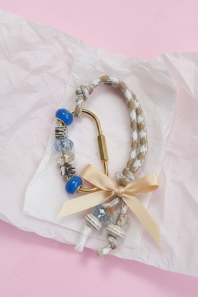 Blue Paw Charm Wristlet Keychain
