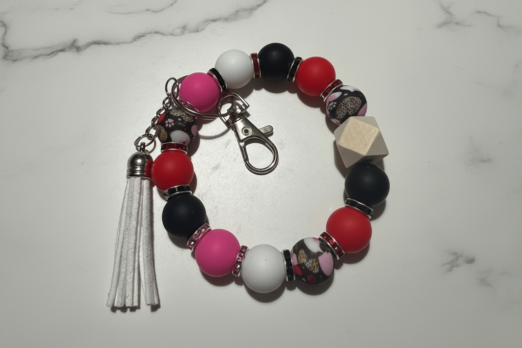 Paws & Petals Beaded Wristlet Keychain