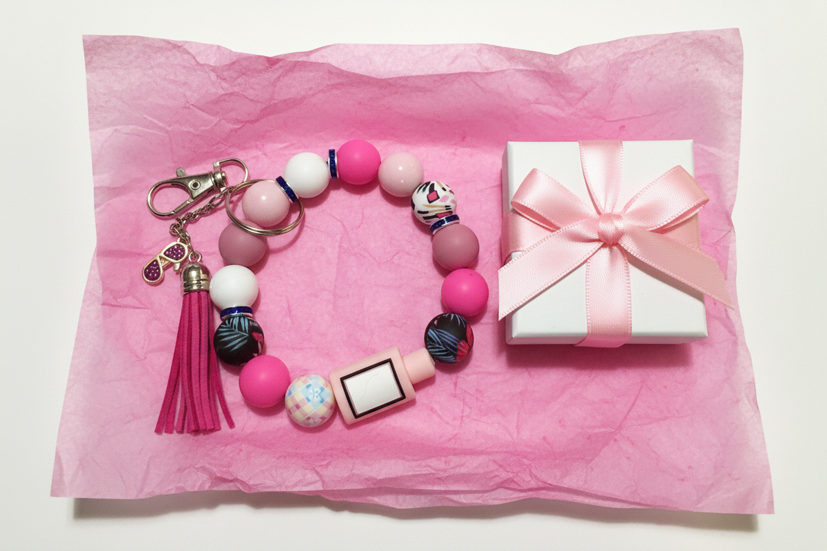 Pretty in Pink Wristlet Keychain