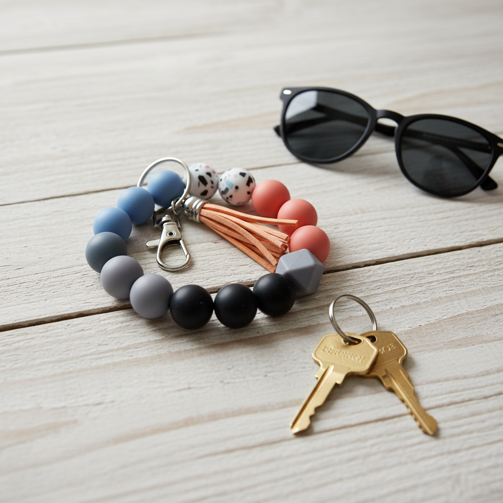 Slate & Rose Beaded Wristlet Keychain