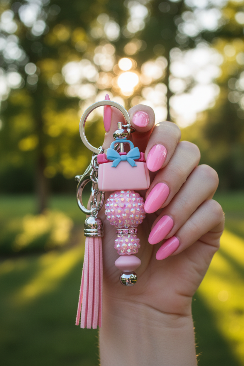 Sparkle & Bow Beaded Keychain