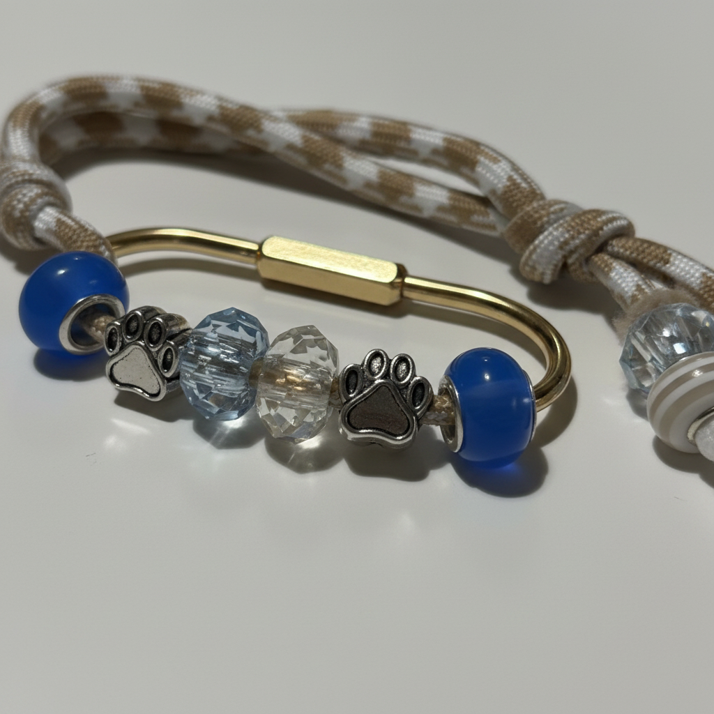 Blue Paw Charm Wristlet Keychain