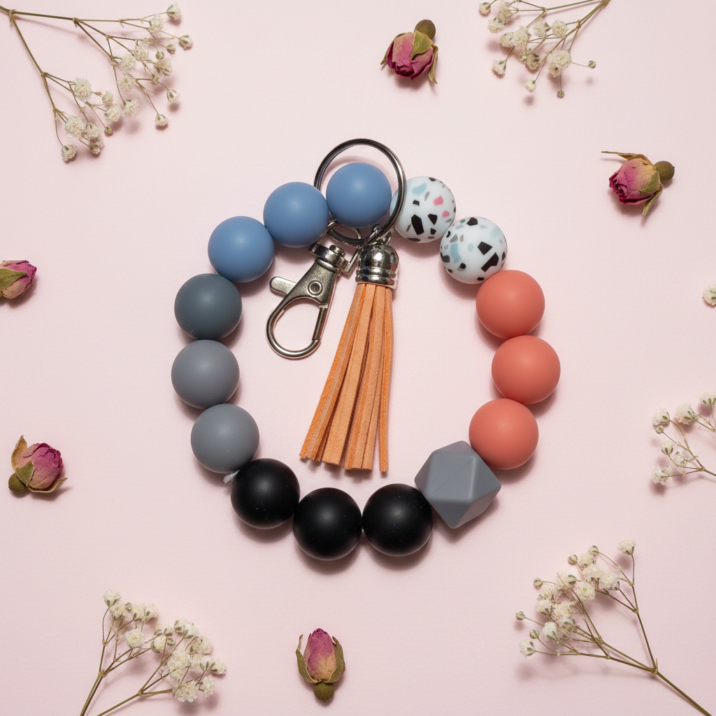 Slate & Rose Beaded Wristlet Keychain