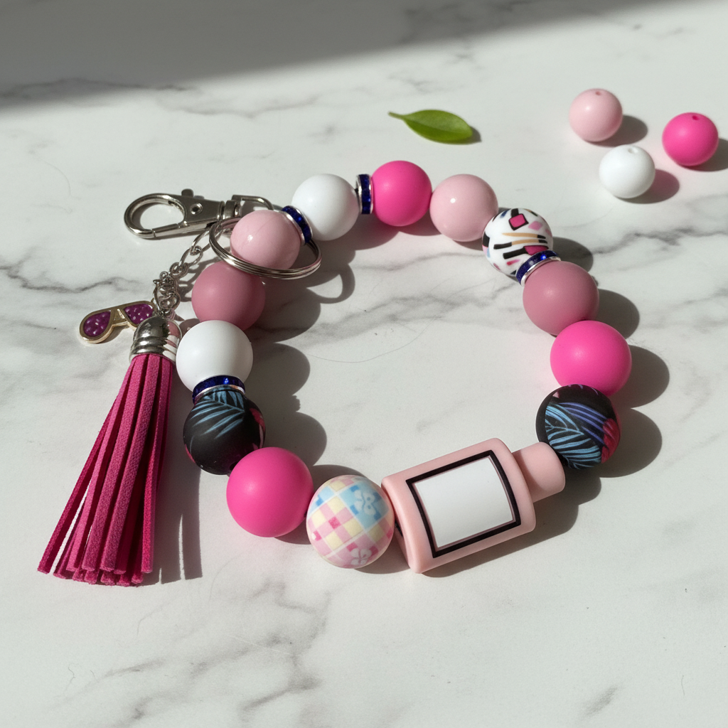 Pretty in Pink Wristlet Keychain