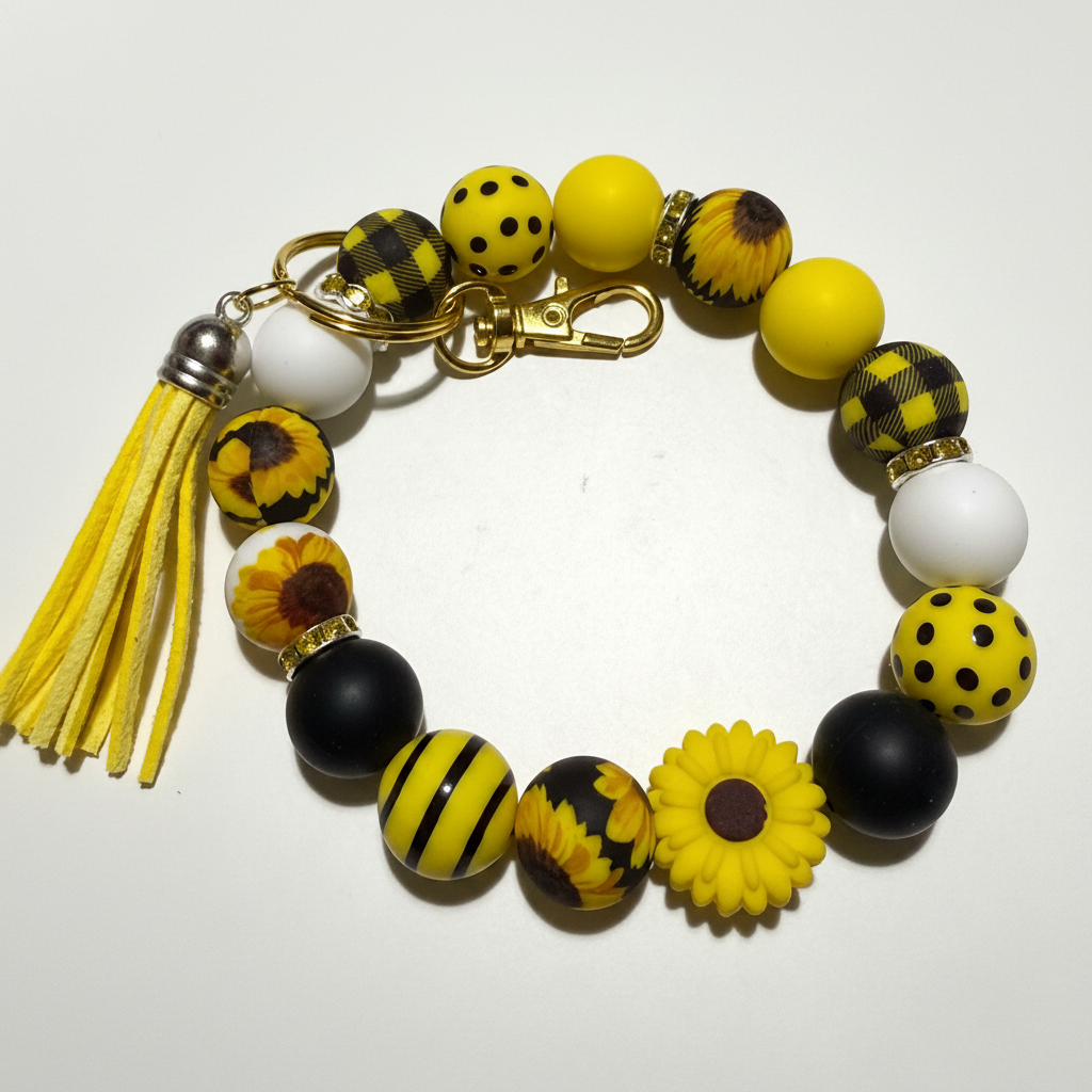 Sunflower Fields Wristlet Keychain