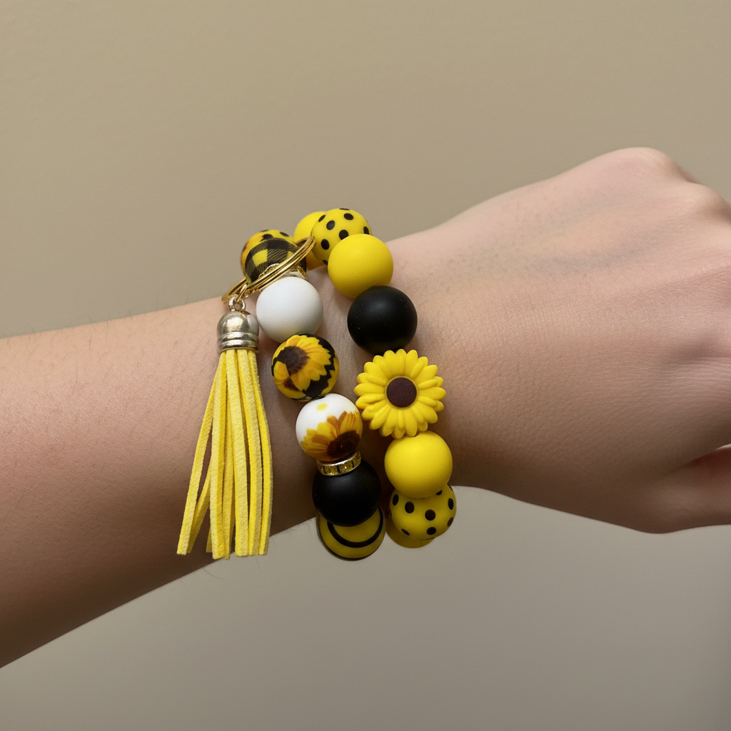 Sunflower Fields Wristlet Keychain