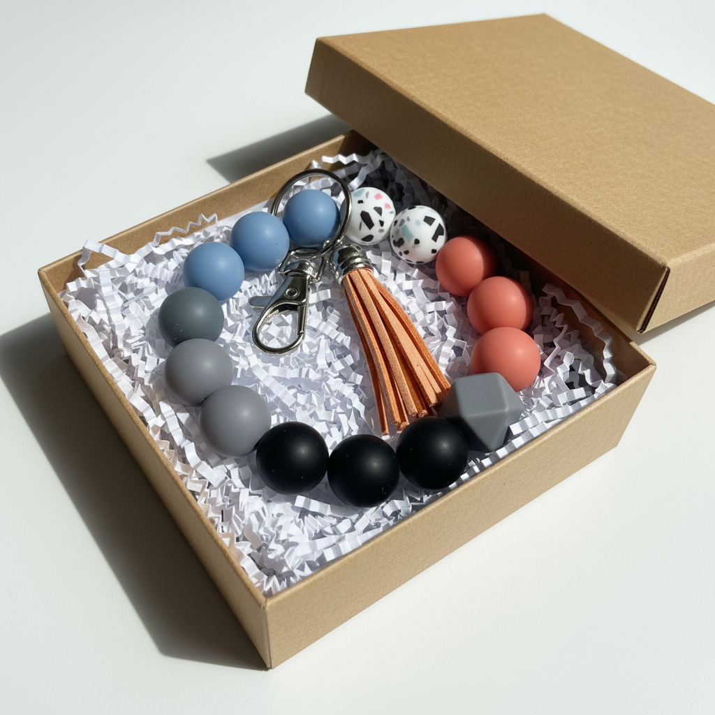 Slate & Rose Beaded Wristlet Keychain