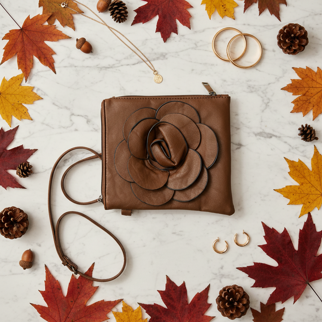 Rose Leather Crossbody Bag
