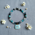 Blue Cat Charm Beaded Bracelet